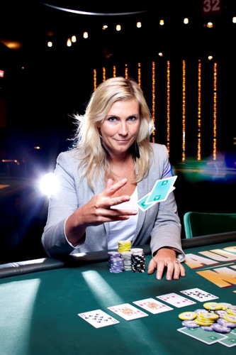 Jackie Glazier, Australia's Number 1 ranked Poker Player. Photographed for Good Weekend, "You Do What?" column, by Marina Oliphant. Photographed at Crown Casino, Melbourne, October 14, 2011. The Age Newspaper and The Sydney Morning Herald.