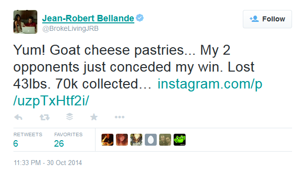 Jean-Robert Bellande Weight Loss Prop Bet Tweet RakeTheRake